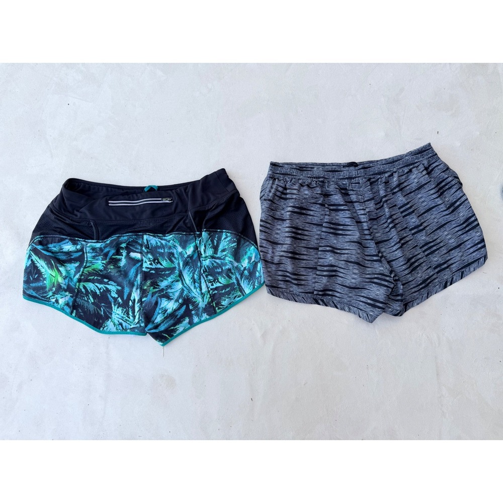 2 Pc Athleta Shorts Bundle Sz M Teal Grey Running Athletic Gorpcore Performance - Picture 2 of 8